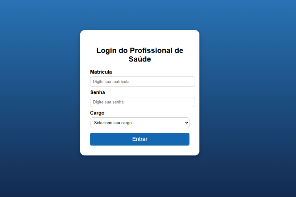 Projeto Login do Profissional de Saúde