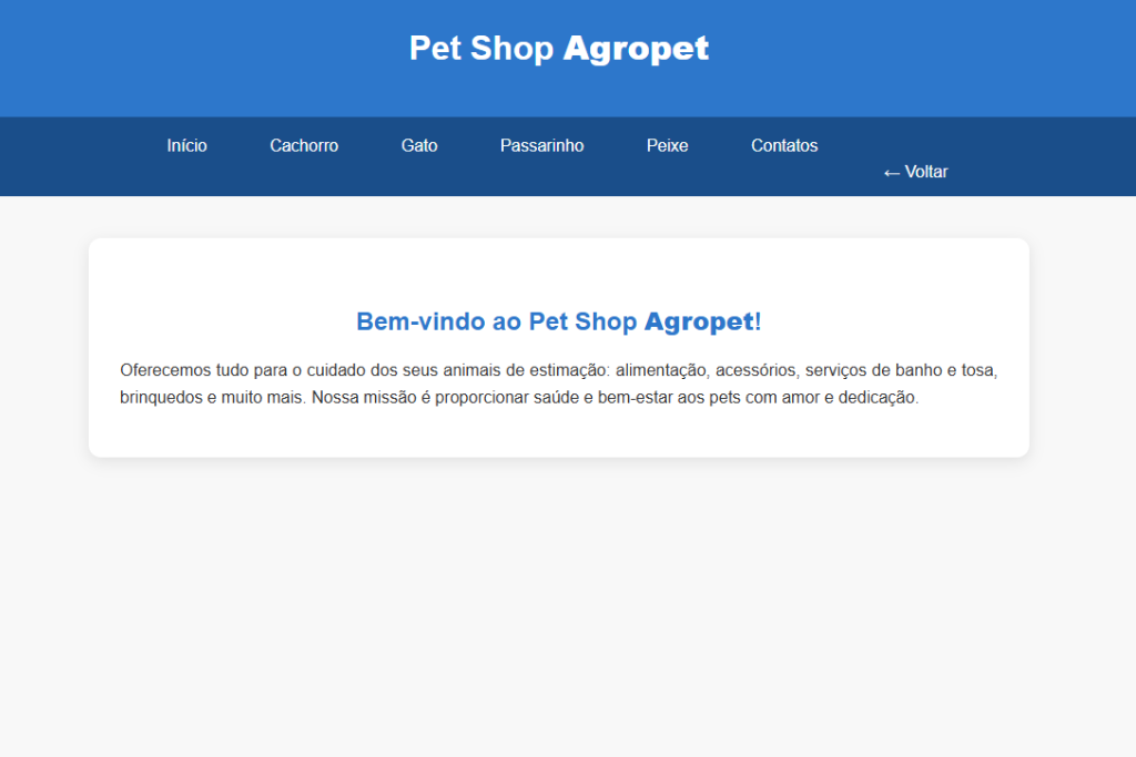 Projeto PetShop Agropet